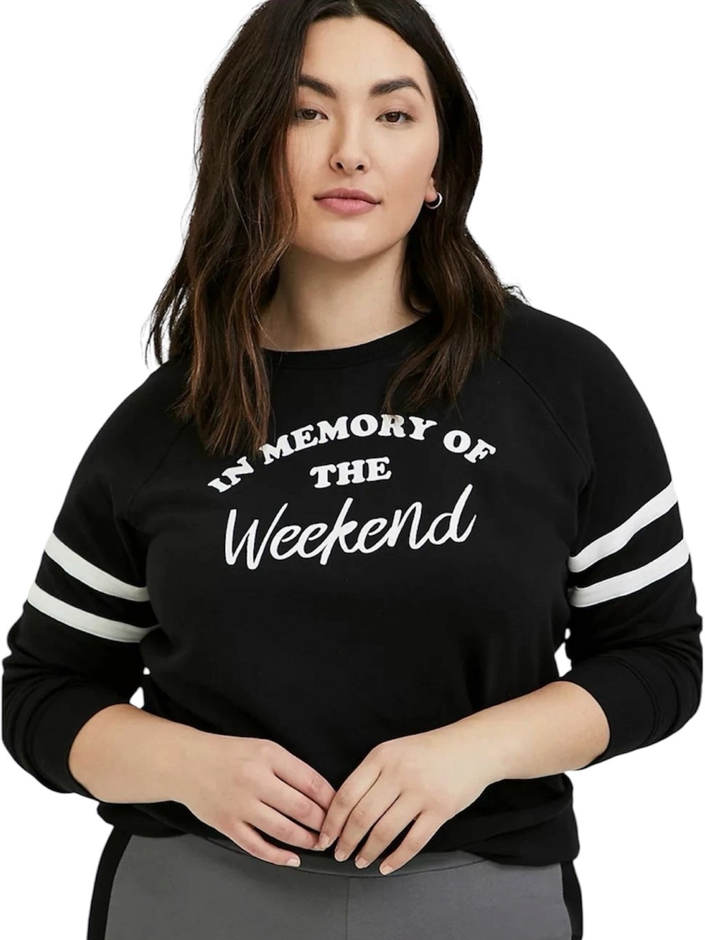 TORRID Weekend Black Fleece Raglan Football Sweatshirt Size 1X